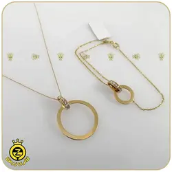 نیم ست طلا طرح دایره و حلقه نگین دار - خرید آنلاین طلا 7,313,500&nbsp;تومان