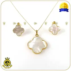 نیم ست طلا طرح ون کلیف با نگین صدفی - خرید آنلاین طلا 2,665,000&nbsp;تومان