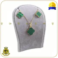 نیم ست طرح ونکلیف با صدف سبز - خرید آنلاین طلا 2,473,000&nbsp;تومان