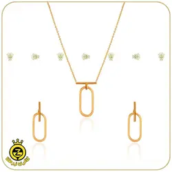 نیم ست طلا طرح بیضی توخالی - خرید آنلاین طلا 6,860,000&nbsp;تومان