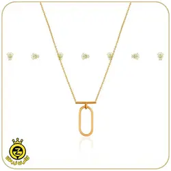 نیم ست طلا طرح بیضی توخالی - خرید آنلاین طلا 6,860,000&nbsp;تومان