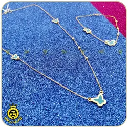 نیم ست طلا طرح پروانه میناکاری خرید نیم ست طلا بدون 9%مالیات از زرطلا