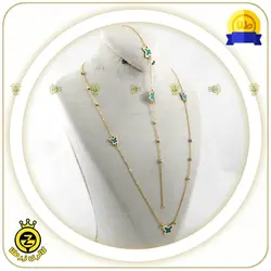 نیم ست طلا طرح پروانه میناکاری خرید نیم ست طلا بدون 9%مالیات از زرطلا