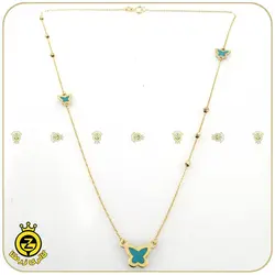 نیم ست طلا طرح پروانه میناکاری خرید نیم ست طلا بدون 9%مالیات از زرطلا