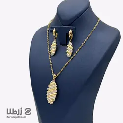 نیم ست طلا طرح حلزونی دو رنگ NS4209