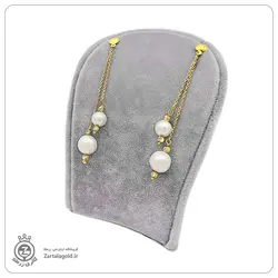 گوشواره آویز طرح مروارید و گوی با قفل میخی کد E4967