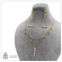 نیم ست طلا طرح گوی البرنادو و مروارید