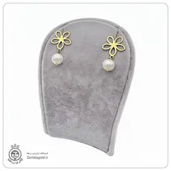 گوشواره میخی طرح گل و آویز مروارید
