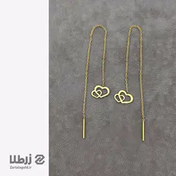 گوشواره طلا بخیه ای طرح قلب دوتایی کد E5059