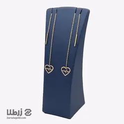 گوشواره طلا بخیه ای طرح قلب و ضربان کد E3882