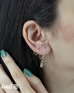 گوشواره طلا بخیه ای طرح قلب و بی نهایت کد E5060