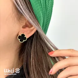 گوشواره میخی طلا با سنگ اونیکس