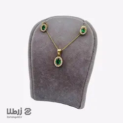 نیم ست طلا با نگین سبز اتمی کد NS5379