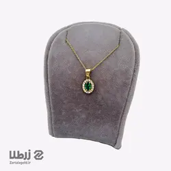 نیم ست طلا با نگین سبز اتمی کد NS5379