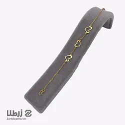 دستبند زنجیری طلا طرح سه قلب لیزر کد B5952