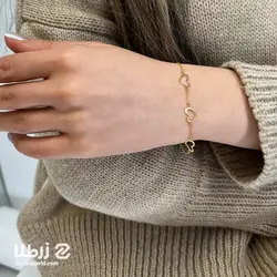 دستبند زنجیری طلا طرح سه قلب لیزر کد B5952