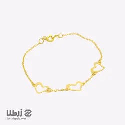 دستبند زنجیری طلا طرح سه قلب لیزر کد B5952