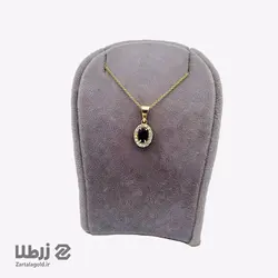 نیم ست طلا طرح نگین اتمی آبی