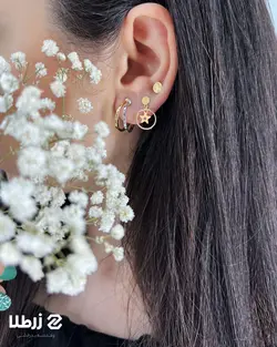 گوشواره میخی با آویز حلقه ستاره کد E4151