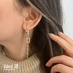 گوشواره طلا آویز ترکیبی گوی دار کد E3022