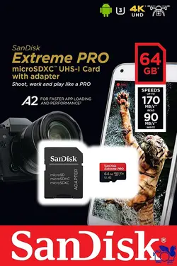 MicroSDXC SANDISK Extreme Pro 64GB - نمایندگی محصولات dji و zhiyun