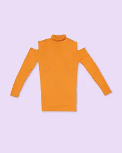 بلوز بافت سرشانه باز یقه اسکی