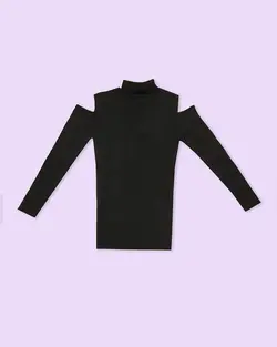 بلوز بافت سرشانه باز یقه اسکی