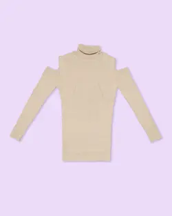 بلوز بافت سرشانه باز یقه اسکی