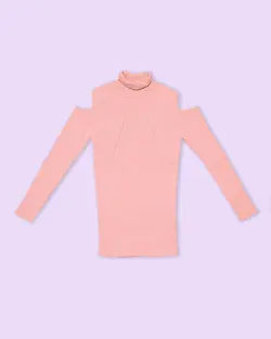 بلوز بافت سرشانه باز یقه اسکی