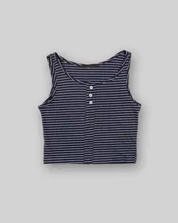 ست زنانه نیم تنه و شلوارک نخ پنبه راه راه