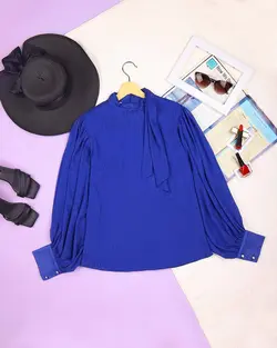 شومیز زنانه حریر مجلسی یقه کراواتی