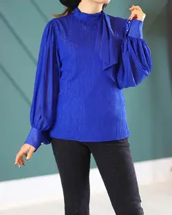 شومیز زنانه حریر مجلسی یقه کراواتی