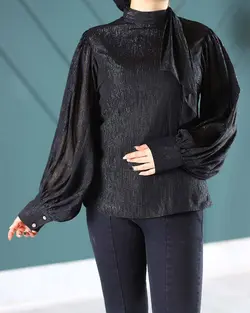 شومیز زنانه حریر مجلسی یقه کراواتی