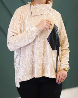 شومیز زنانه مخمل مدل جیب چرم