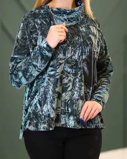 شومیز زنانه مخمل مدل جیب چرم