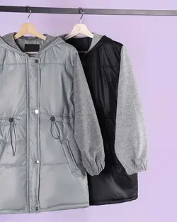 کاپشن بادکنکی زنانه طرح آستین فوتر