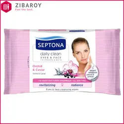 دستمال مرطوب آرایشی خاویار و ارکیده 20 عددی سپتونا