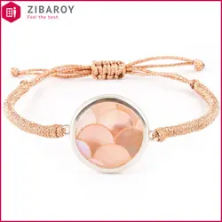 دستبند صدف با طرح پولکی رزگلد ریسه مدل S1084-Silver