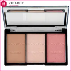 پالت سه کاره رژگونه، هایلایتر و برنزر رولوشون مدل Ultra Fair C01