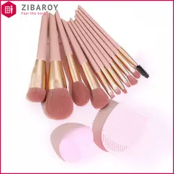 ست برس آرایشی مدل P1 مجموعه 11 عددی به همراه 1 عدد پد آرایشی و براش شور