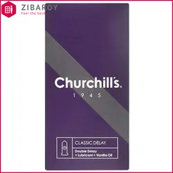 کاندوم نازک چرچیلز با فرم بدنه ساده حاوی ماده تاخیری با اسانس وانیل و روان کننده 12 عددی