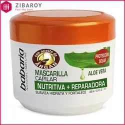 ماسک تغذیه کننده مو باباریا مناسب موهای رنگ شده حاوی روغن آرگان و آلوئه ورا حجم 400 میل