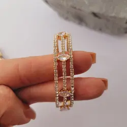 دستبند جواهری پیچی سه لاین