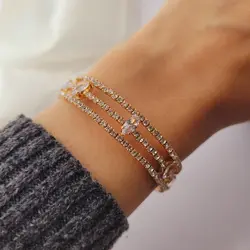 دستبند جواهری پیچی سه لاین