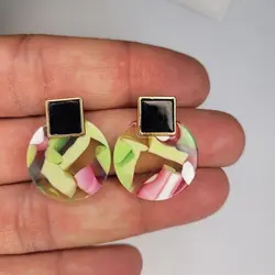 گوشواره آبنباتی با میخ نقره