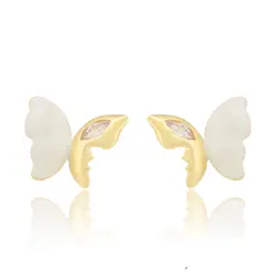 گوشواره پروانه ای میناکاری سفید