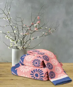 حوله حمامی برق لامع مدل گل یخ (گلبهی)