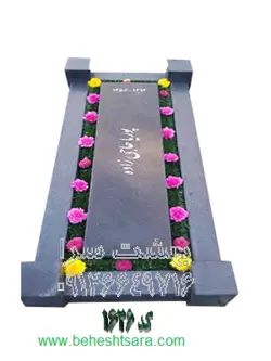 سنگ مزار گرانیت مشکی طرح چهار ستون کد 1626