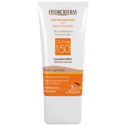 کرم ضد آفتاب با spf50 فاقد چربی با پوشش کرم پودری - روشن - هیدرودرم