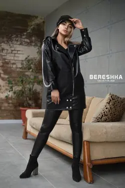 پالتو چرم پوست ماری برشکا BERSHKA